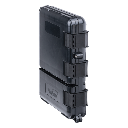 Caja de Distribución de Fibra Óptica para 24 Empalmes, con 8 Acopladores SC/APC Simplex, Exterior IP55, Color Negro