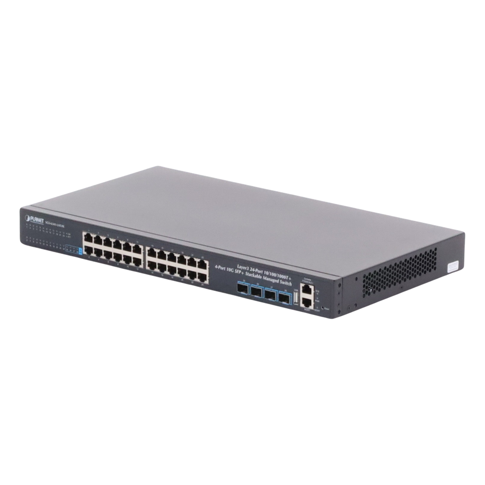 Switch Administrable Capa 3, 24-Puertos 10/100/1000T + 4-Puertos 10G SFP+, Apilable