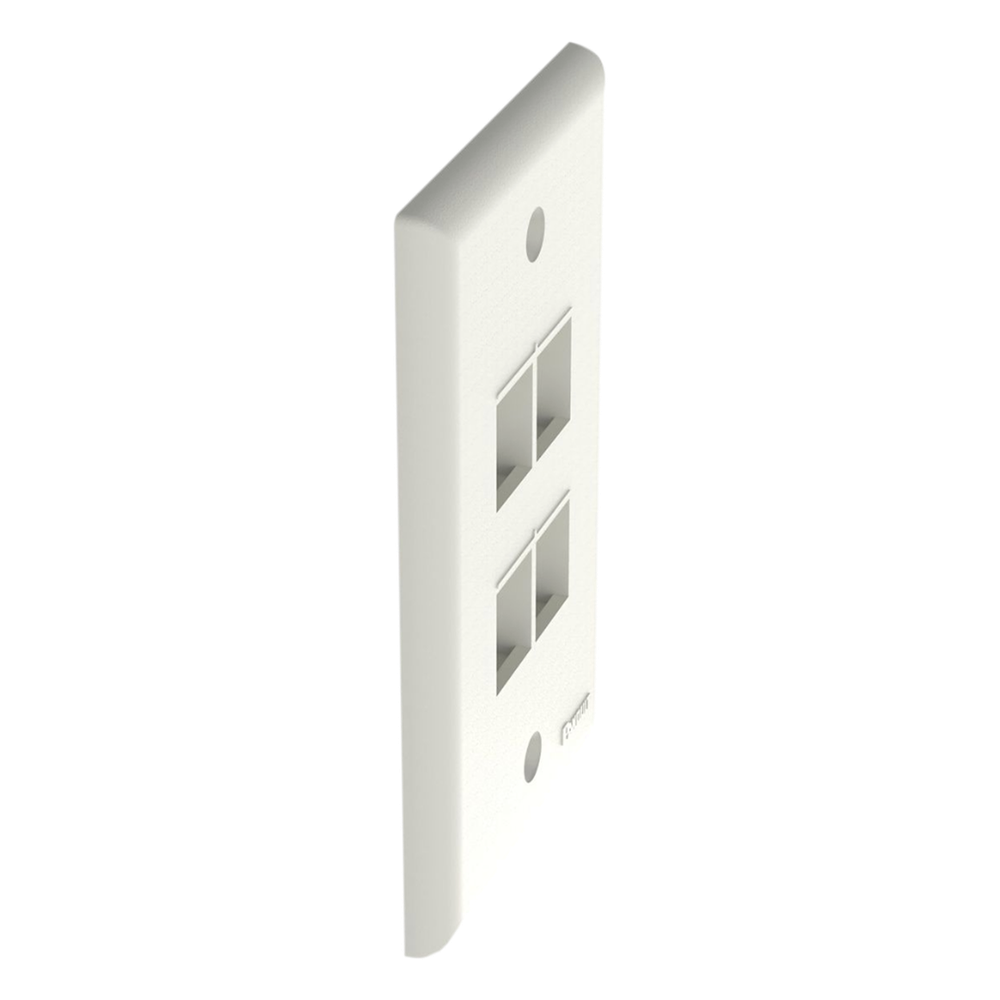 Placa de Pared Vertical, Salida Para 4 Puertos Keystone, Color Blanco Mate