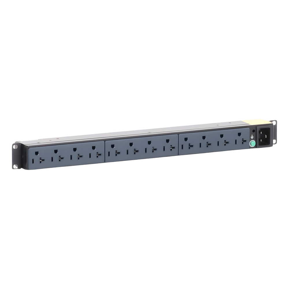 PDU Básico para Distribución de Energía, Enchufe de Entrada NEMA 5-20P, Con 12 Contactos NEMA 5-20R, Instalación Horizontal de 19in, 1UR, 20 Amp, 120 Vca