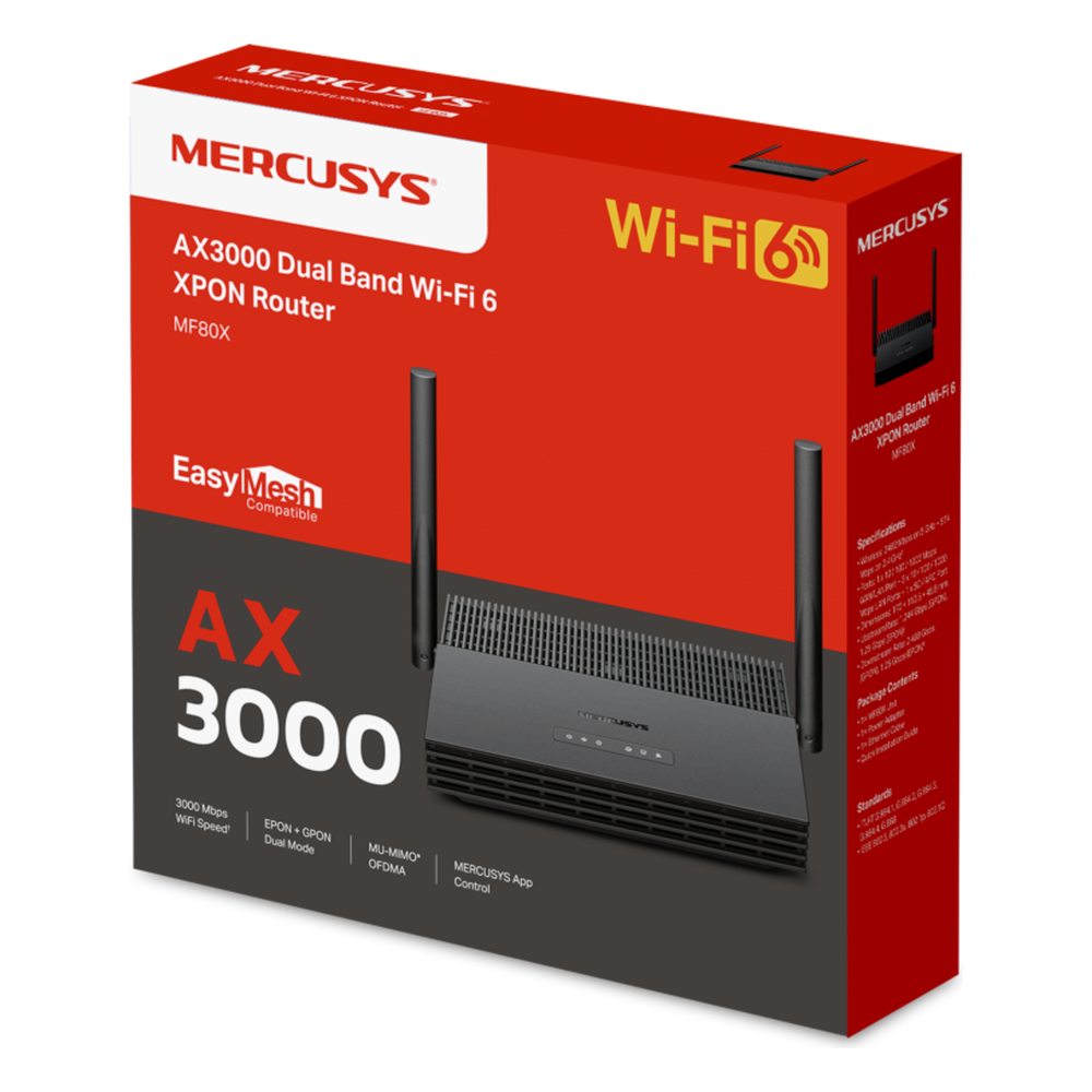 ONU/ONT - XPON Router WIFI AX 3000 / 1 Puerto PON SC/APC / 1 Puerto WAN/LAN Gigabit / 3 Puertos LAN 10/100/1000 MBPS /  Soporta AgiNet Config - AgiNet ACS (herramienta de gestón remota)