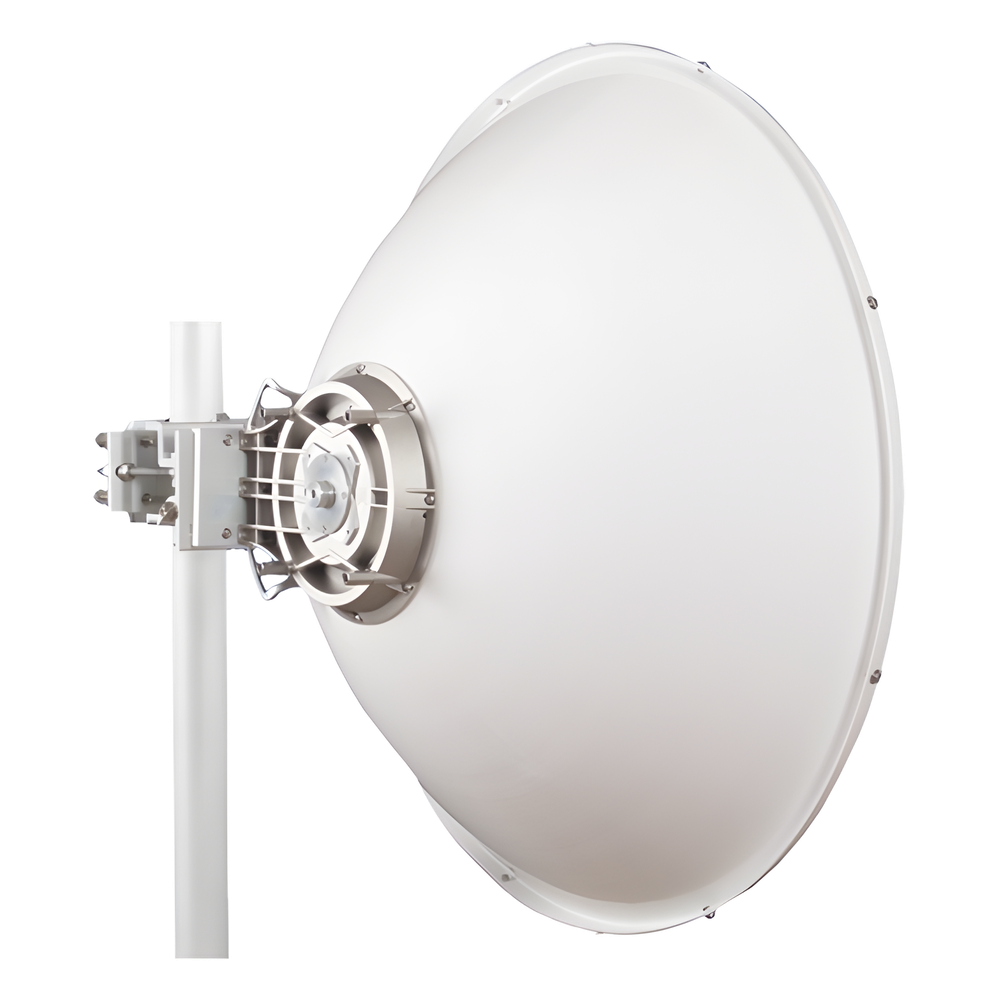 Antena direccional Alto Rendimiento / Parábola profunda para mayor aislamiento al ruido /4 ft / Guía de onda  para radio B5x y C5x / Ganancia de 35 dBi / Soporte de acero inoxidable / Polaridad en 90 ° y 45 ° / Incluye montaje.