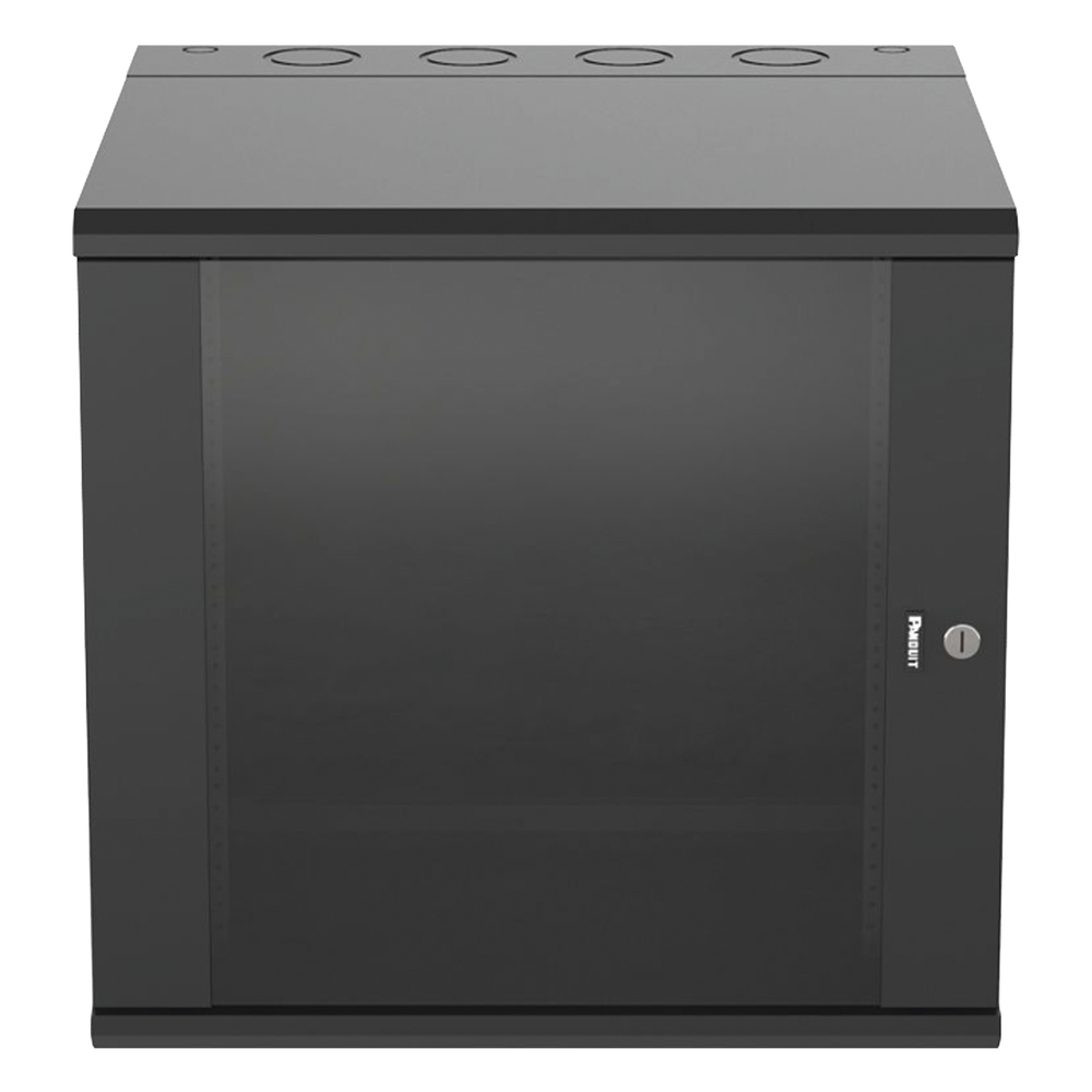 Gabinete PanZone de Montaje en Pared, de 19in, Puerta con Ventana de Seguridad, 12 UR, 635mm de Profundidad, Color Negro