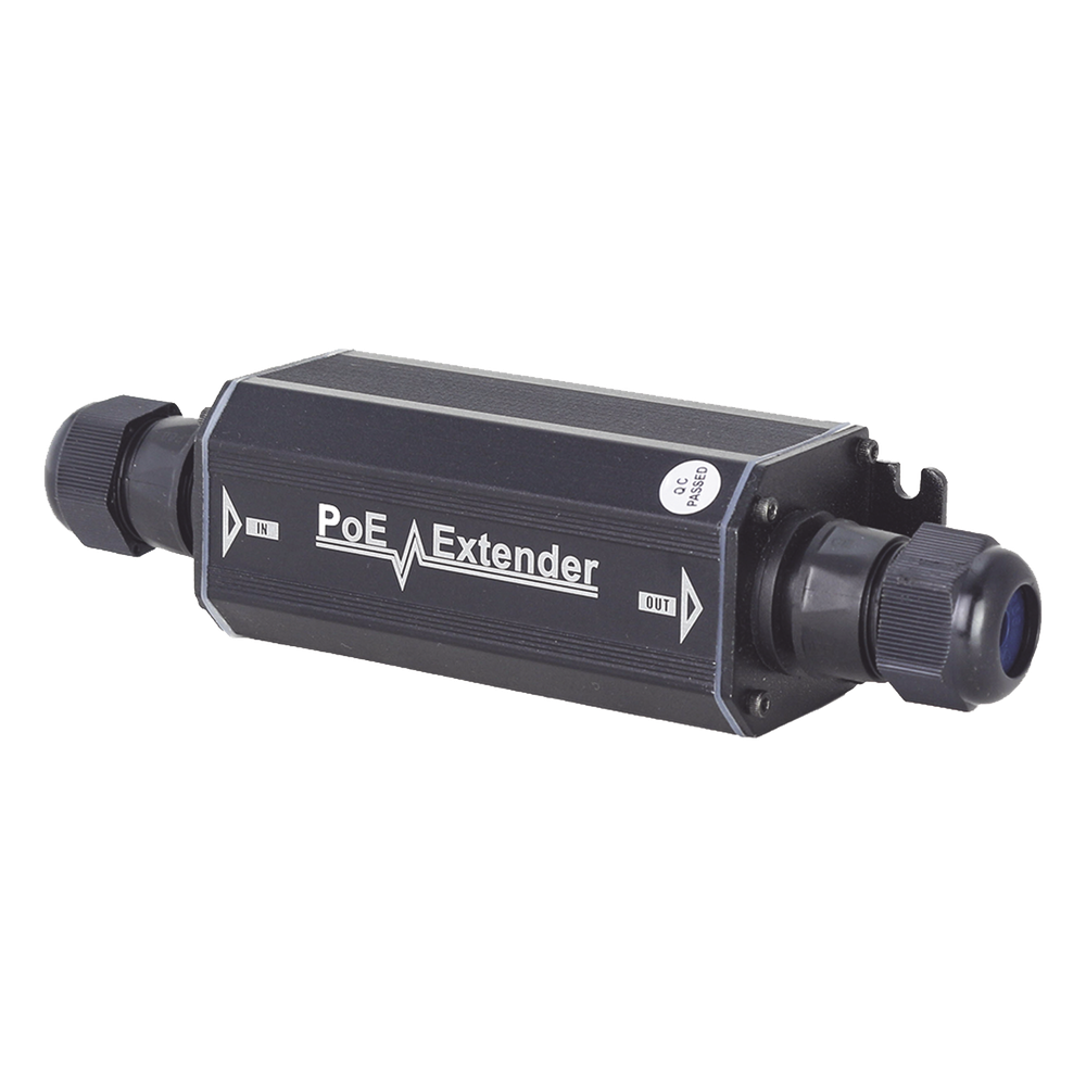 Extensor PoE / 100 Metros / Intemperie (IP66) /  60 Watts / 1 Puerto de Entrada  / 1 Puerto de Salida PoE / No requiere alimentación.