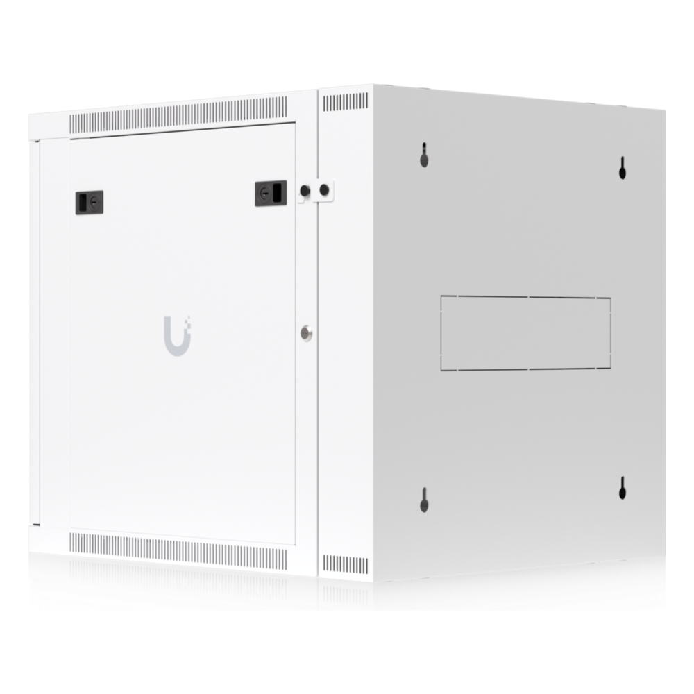 UACC Rack Cabinet 12U (600 x 703 mm) - Gabinete Cerrado para Montaje en Pared con Puerta Frontal de Vidrio Templado, Puerta Trasera Abatible (Swing-Out) y Paneles Laterales Removibles con Llave