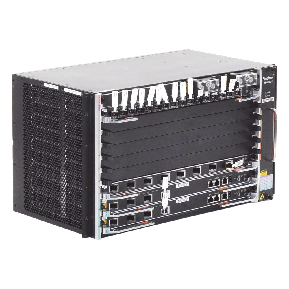 OLT Carrier Class Modular GPON, 6 Ranuras de Servicio, Incluye 1 Tarjeta de Servicio 16 puertos GPON, crecimiento hasta 96 puertos GPON, 6 UR, Gestión por UNM2000, CLI, (Incluye Instalación de software UNM2000)