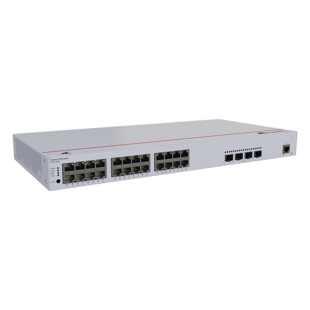 Switch de Distribución/Core Gigabit Administrable PoE Capa 3 / 24 puertos 10/100/1000 Mbps (PoE) / 4 Puertos 10GE SFP+ Uplink / ERPS / Rutas Estáticas / iStack / PoE Perpetuo / 400W / Administración Nube Gratis