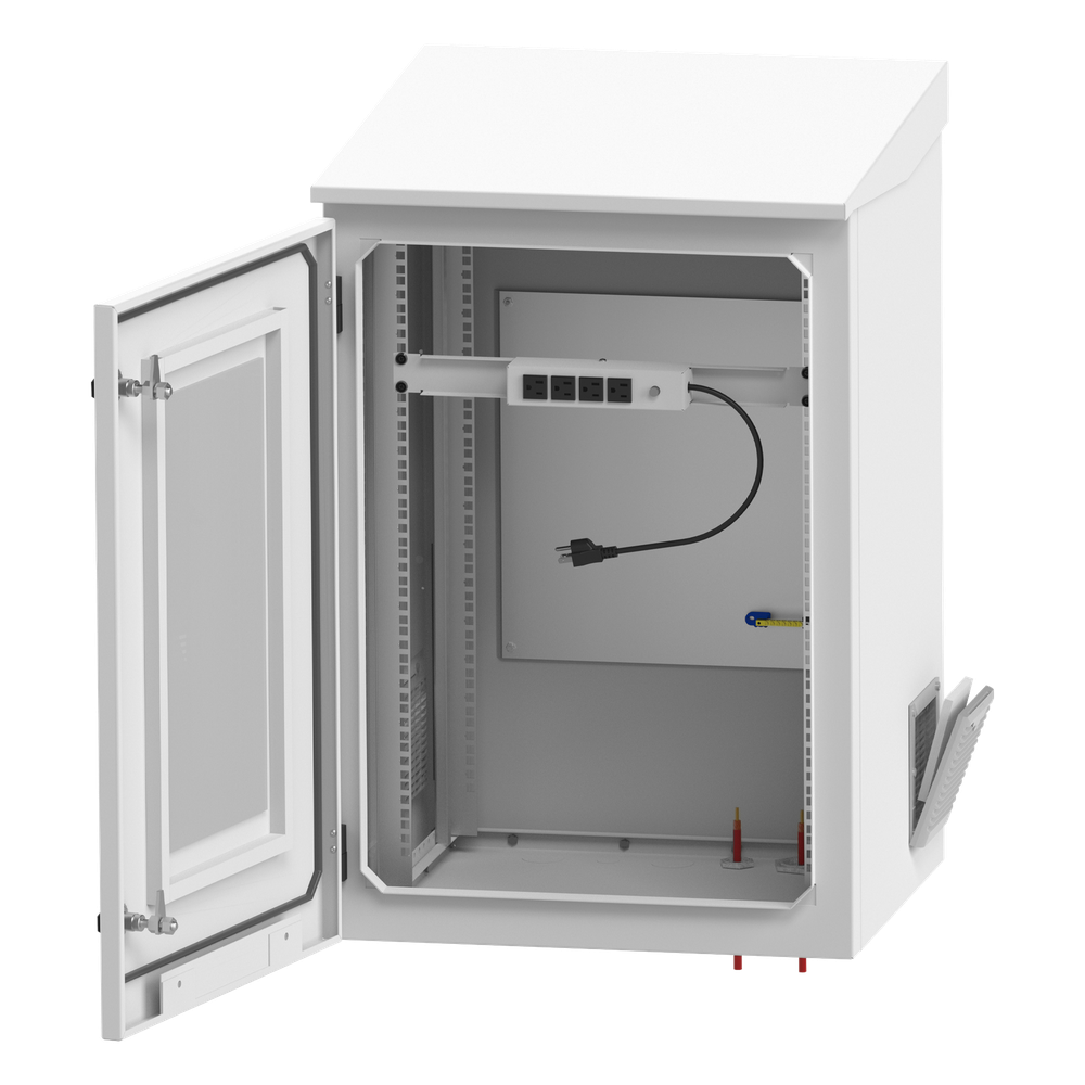 Gabinete de Exterior con Rack de 19" de 24U con Ventiladores y Termostato, Se envía el Gabinete Armado (Montaje a poste o torre se vende por separado).