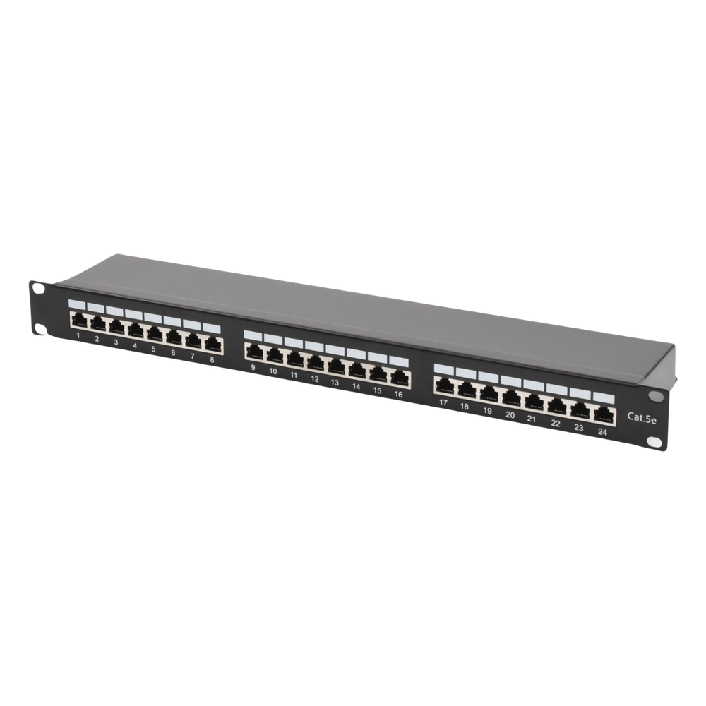 Panel de Parcheo de Impacto Blindado (STP) de 24 Puertos Cat5e, 19 Pulgadas