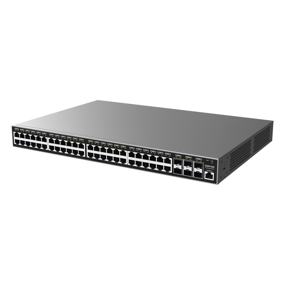 Switch Gigabit  Administrable / 48 puertos 10/100/1000 Mbps + 6 Puertos SFP+ / Compatible con GWN Cloud.