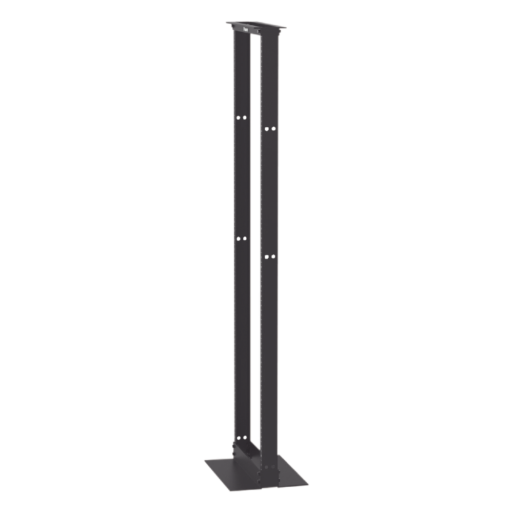 Rack de Dos Postes Estándar de 19 in, Rieles Numerados y Roscados #12-24, Fabricado en Aluminio, 45 Unidades de Rack, Color Negro