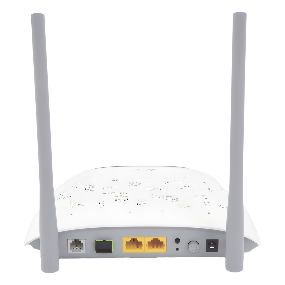 ONU/ONT - Router GPON WIFI N 300 Mbps / Frecuencia de 2.4 GHz / 1 puerto GPON SC-APC / 2 puertos LAN (1 GE/ 1 FE) / 1 puerto POTS (FXS) / Soporta AgiNet Config - AgiNet ASC (herramienta de gestión remota)