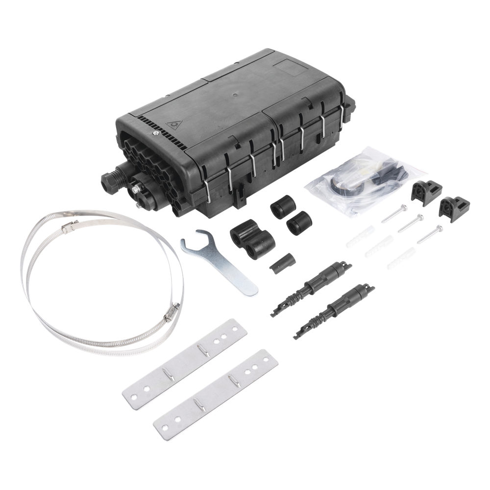 Caja de Distribución de Fibra Óptica para 48 Empalmes con 16 Acopladores SC/APC, Enterrado Directo, IP68