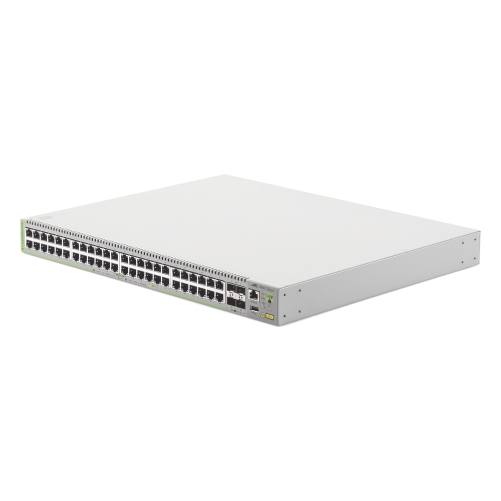 Switch PoE+ Administrable CentreCOM GS980M, Capa 3 de 48 puertos 10/100/1000Mbps + 4 SFP Gigabit, 740 W