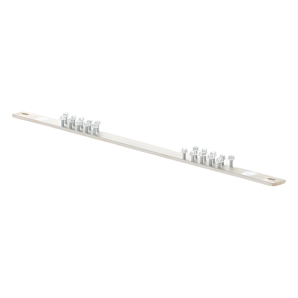 Barra de Conexión a Tierra, Para Rack de 19", Con 20 Orificios Para Conexión Rápida de Equipos, Incluye 20 Tornillos # 12-24 x 1/2" Instalados