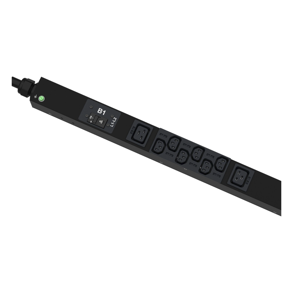 PDU Monitoreable (MI) para Distribución de Energía, Enchufe de Entrada NEMA L21-30P, Con 18 Salidas C13 y 6 C19, de Instalación Vertical, 208 Vca, 30 Amp