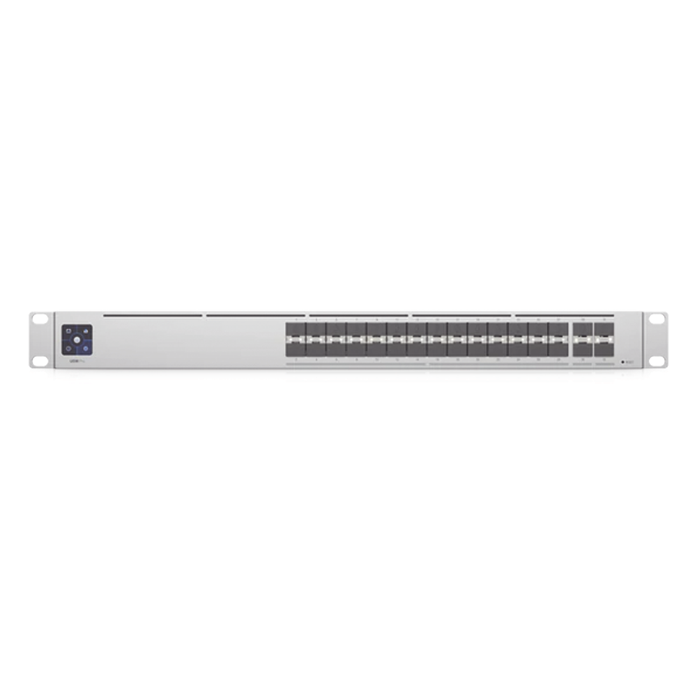 UniFi Switch PRO Aggregation Capa 3 para fibra óptica con 28 puertos SFP+ (10G) y 4 puertos SFP28 (25G), pantalla informativa