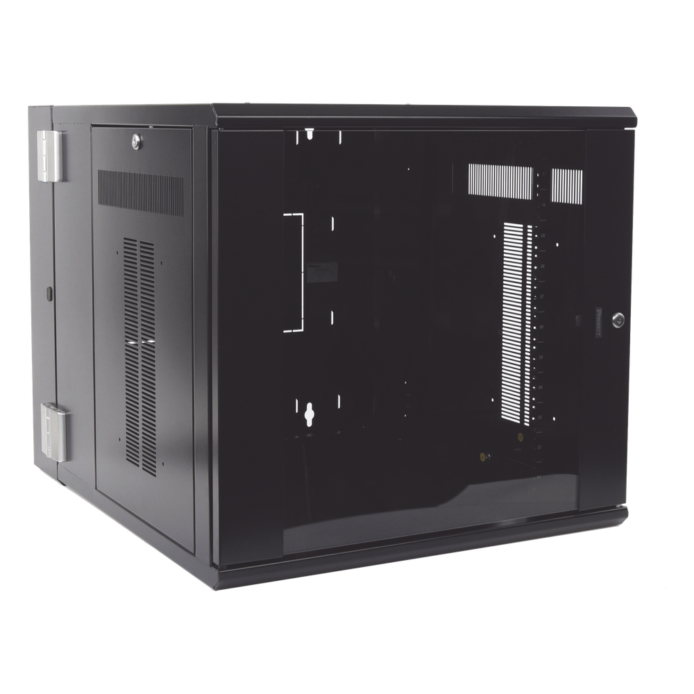 Gabinete PanZone de Montaje en Pared, de 19in, Puerta con Ventana de Seguridad, 12 UR, 762mm de Profundidad, Color Negro