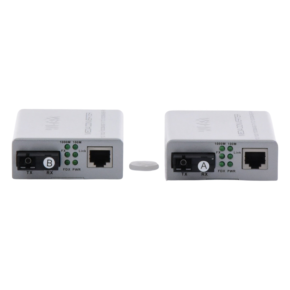 Convertidor de medios / Hasta 20 Km / 1 puerto SC/UPC 1000Mbps / 1 puerto RJ45 1000Mbps / WL: Tx 1310nm - Rx 1550nm / incluye 2 piezas A y B