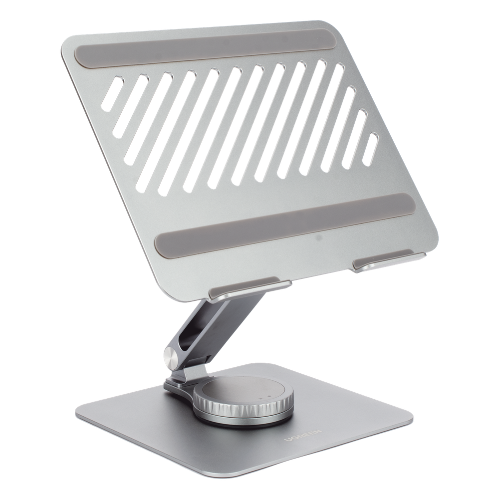 Soporte Giratorio de Aluminio para Laptop | Giratorio 360° | Función de Bloqueo | Soporta Laptops de 10 a 17.3''| Capacidad de Carga 5Kg | Excelente Estabilidad | Diseño Ergonómico | Altura y Angulo Ajustable | Plegable y Port&amp