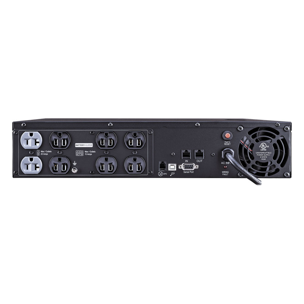 UPS 2000 VA/1540 W, Topología Línea Interactiva, Entrada 120 Vca NEMA 5-20P, Onda Senoidal Pura, Torre o Rack 2 UR, Con 2 Tomas NEMA 5-20R y 6 NEMA 5-15R