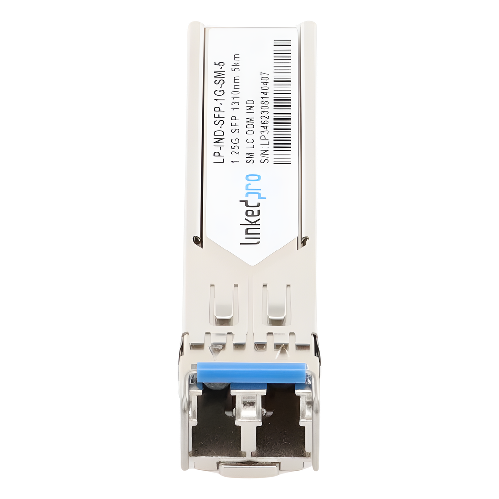 Transceptor Óptico Industrial SFP (Mini-Gbic) / Monomodo 1310 nm / 1.25 Gbps / 1000BASE / Conectores LC/UPC Dúplex / DDM / Hasta 5 km
