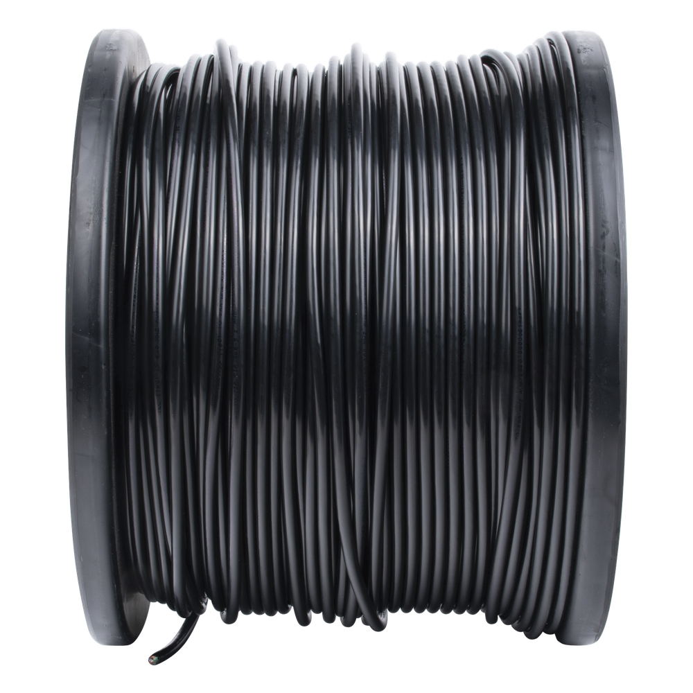 Bobina de 305 Metros (1000 Pies) Cat5e con Gel para Exterior, Color Negro, para Aplicaciones en Sistemas de Redes de Datos y Cableado Estructurado. Uso Intemperie.