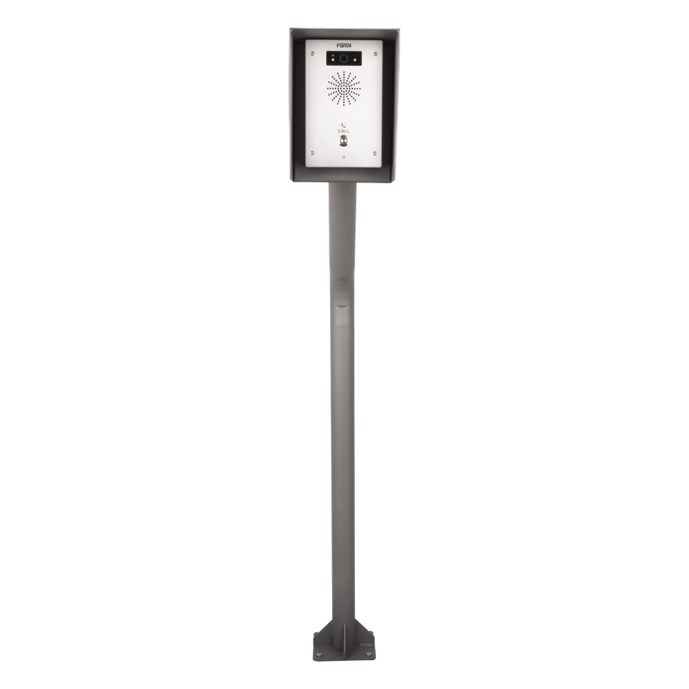 Poste y Cubierta industrial para montaje de Porteros IP Fanvil y Grandstream, altura de 1.2 metros, pintura electrostática color gris.