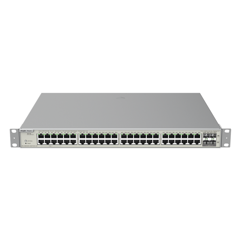 Switch Administrable Capa 3 con 48 puertos Gigabit PoE 802.3af/at + 4 SFP+ para fibra 10Gb, gestión gratuita desde la nube, 740W