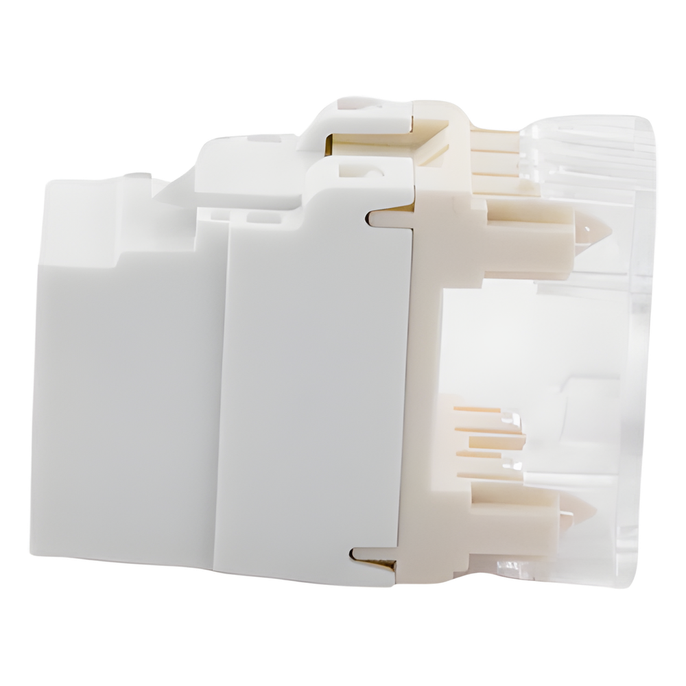 Conector Jack Estilo 110 (de Impacto), Tipo Keystone, Categoría 6, de 8 Posiciones y 8 Cables, Color Blanco