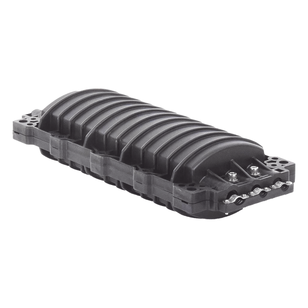 Caja de Distribución de Fibra Óptica Horizontal, hasta 96 Empalmes, Exterior IP68, 3 Puertos de Entrada y Salida