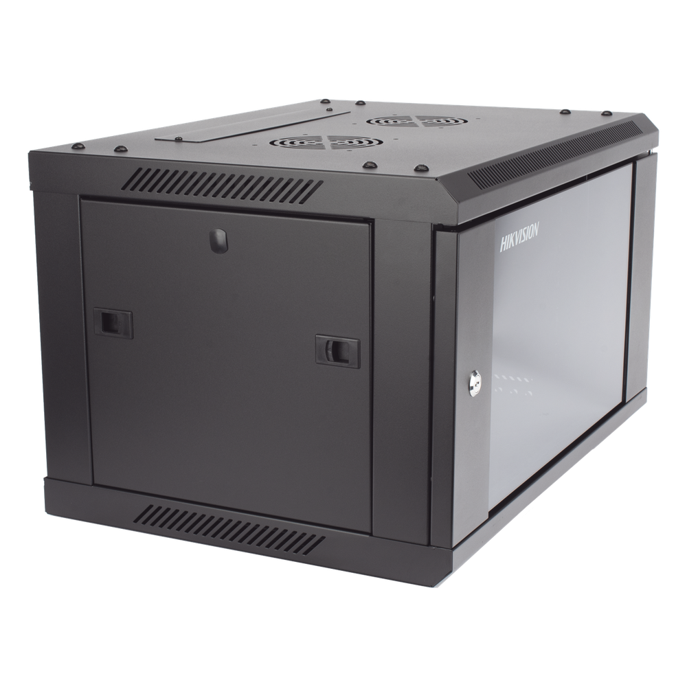 Gabinete para Montaje en Pared - Piso / Puerta de Cristal Templado / Cuerpo Fijo / 6 Unidades de Rack / 19" / Fabricado en Acero