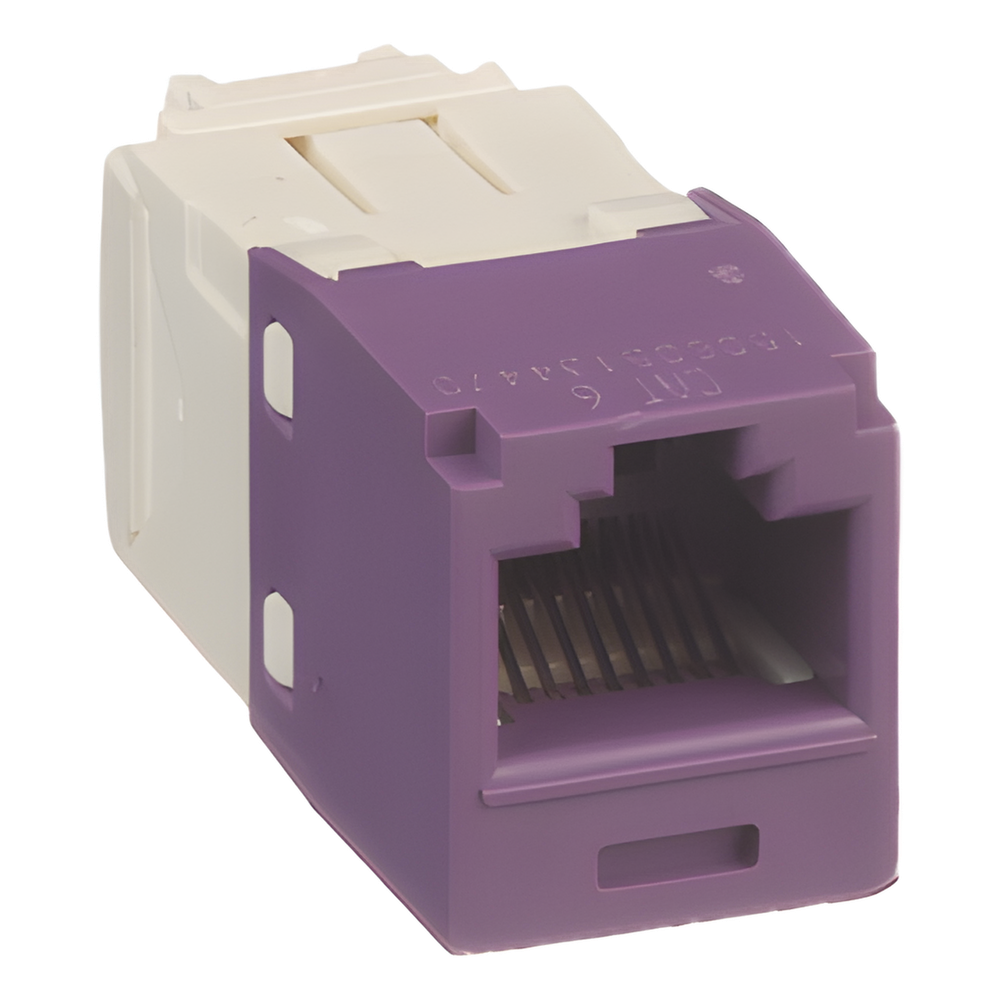 Conector Jack RJ45 Estilo TG, Mini-Com, Categoría 6, de 8 Posiciones y 8 Cables, Color Violeta