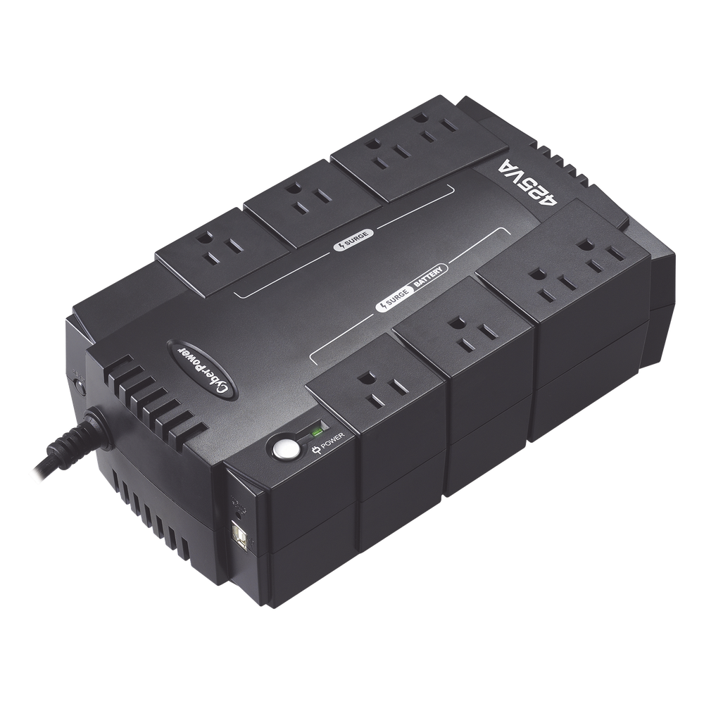 UPS de 425 VA/255 W, Topología Standby, Entrada 120 Vca NEMA 5-15P, Tipo Gabinete Compacto, Con 8 Tomas NEMA 5-15R