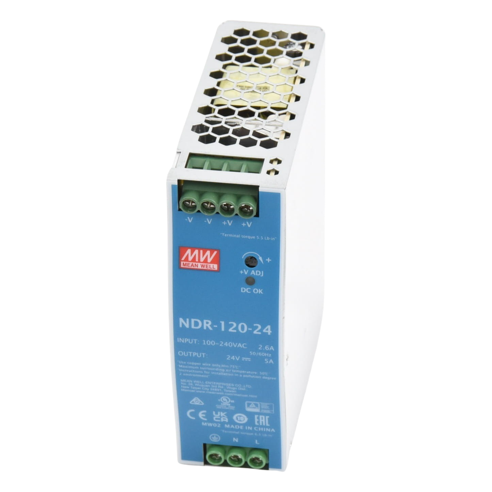 Fuente de poder industrial para riel DIN / 120W / 24Vcc / 5A / Entrada: 90-264Vca