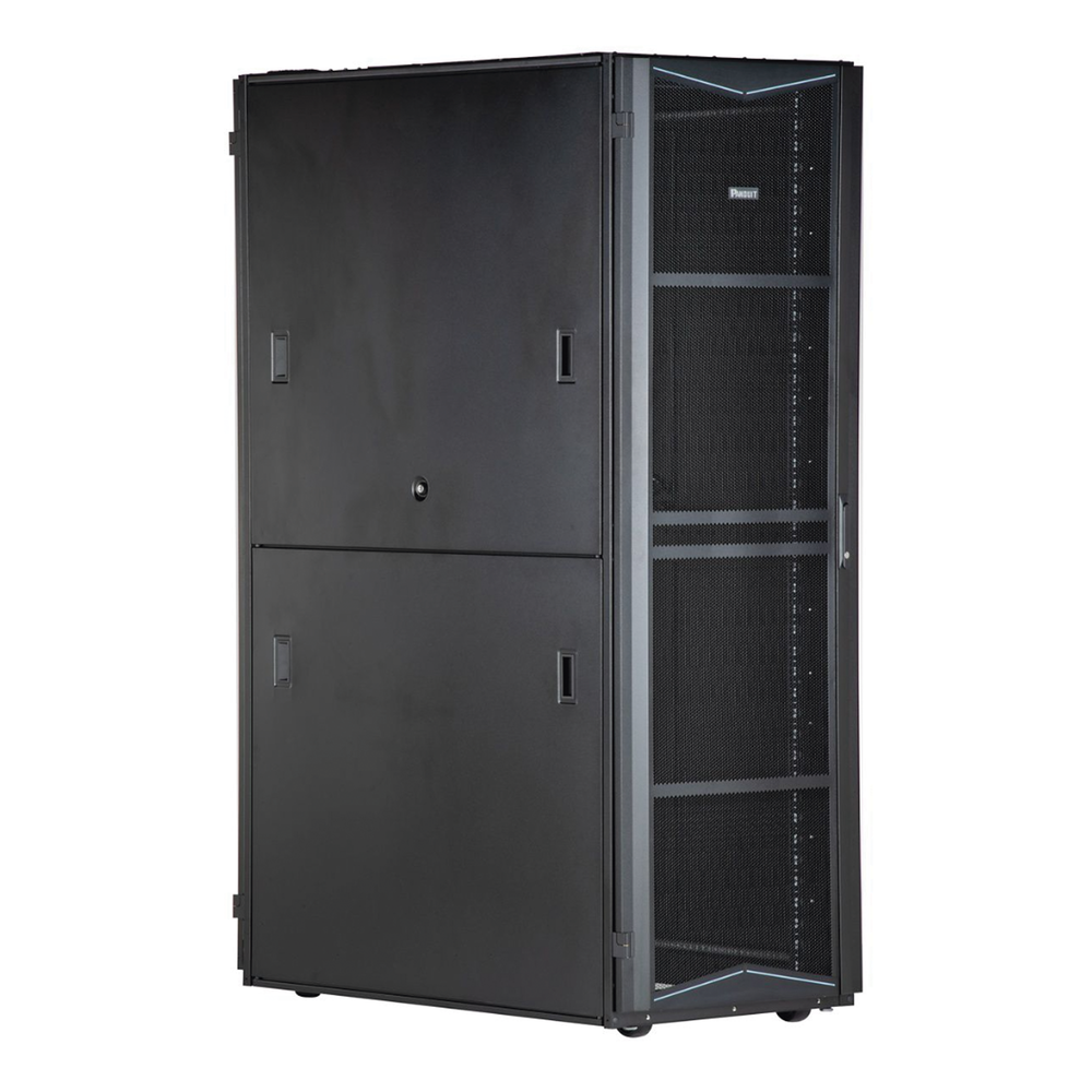 Gabinete FlexFusion para Centros de Datos, 42 UR, 700 mm de Ancho, 1200 mm de Profundidad, Fabricado en Acero, Color Negro