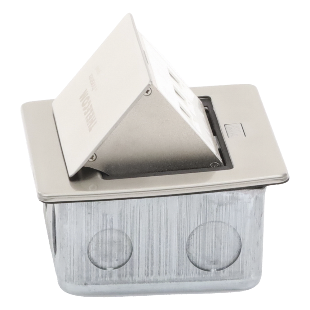 Mini Caja de Piso Rectangular para Datos y Conectores Tipo Keystone, Color y Material en Acero Inoxidable (3 Puertos) (11000-21202)