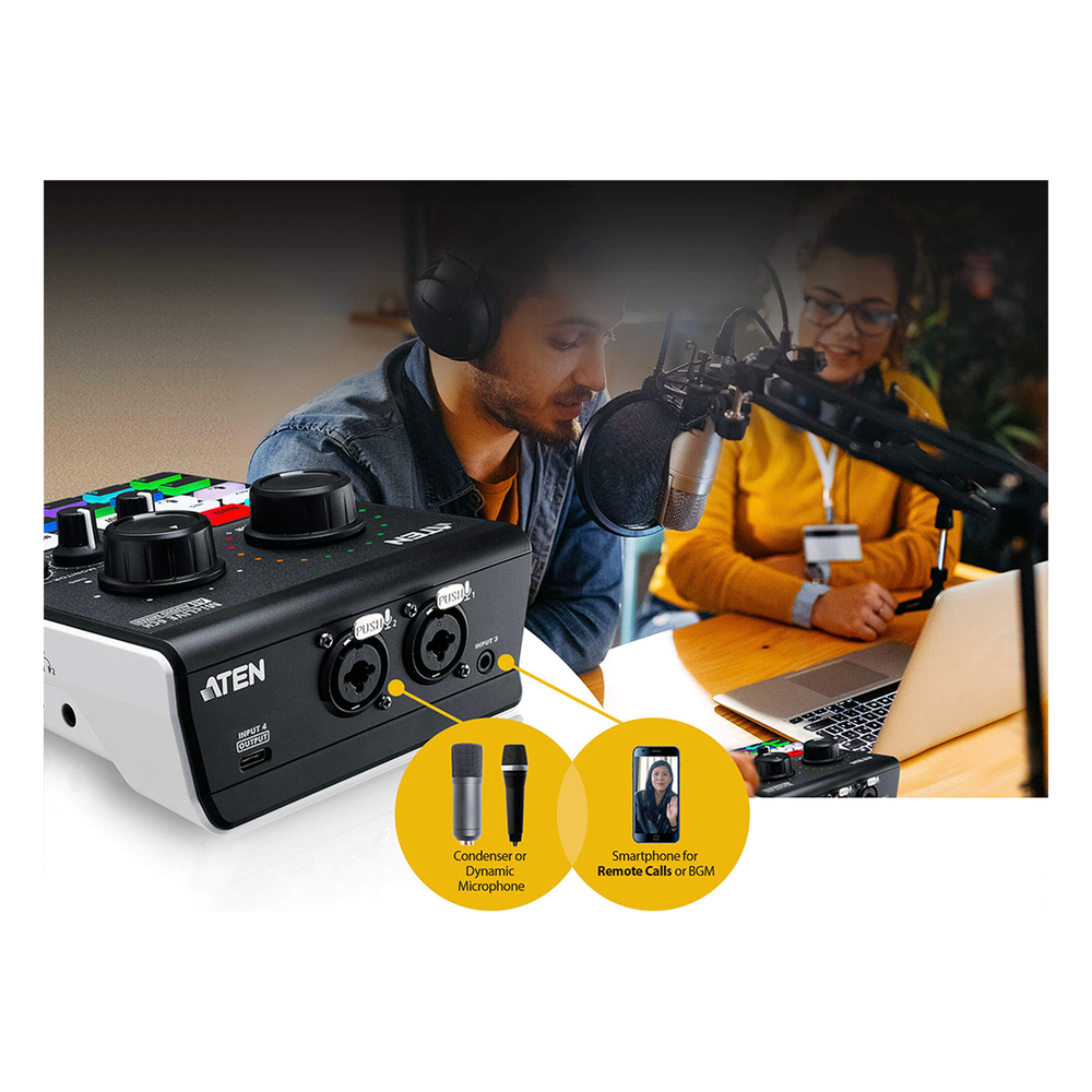 Mezclador de audio para pódcast con IA | MicLIVE™ de 6 canales