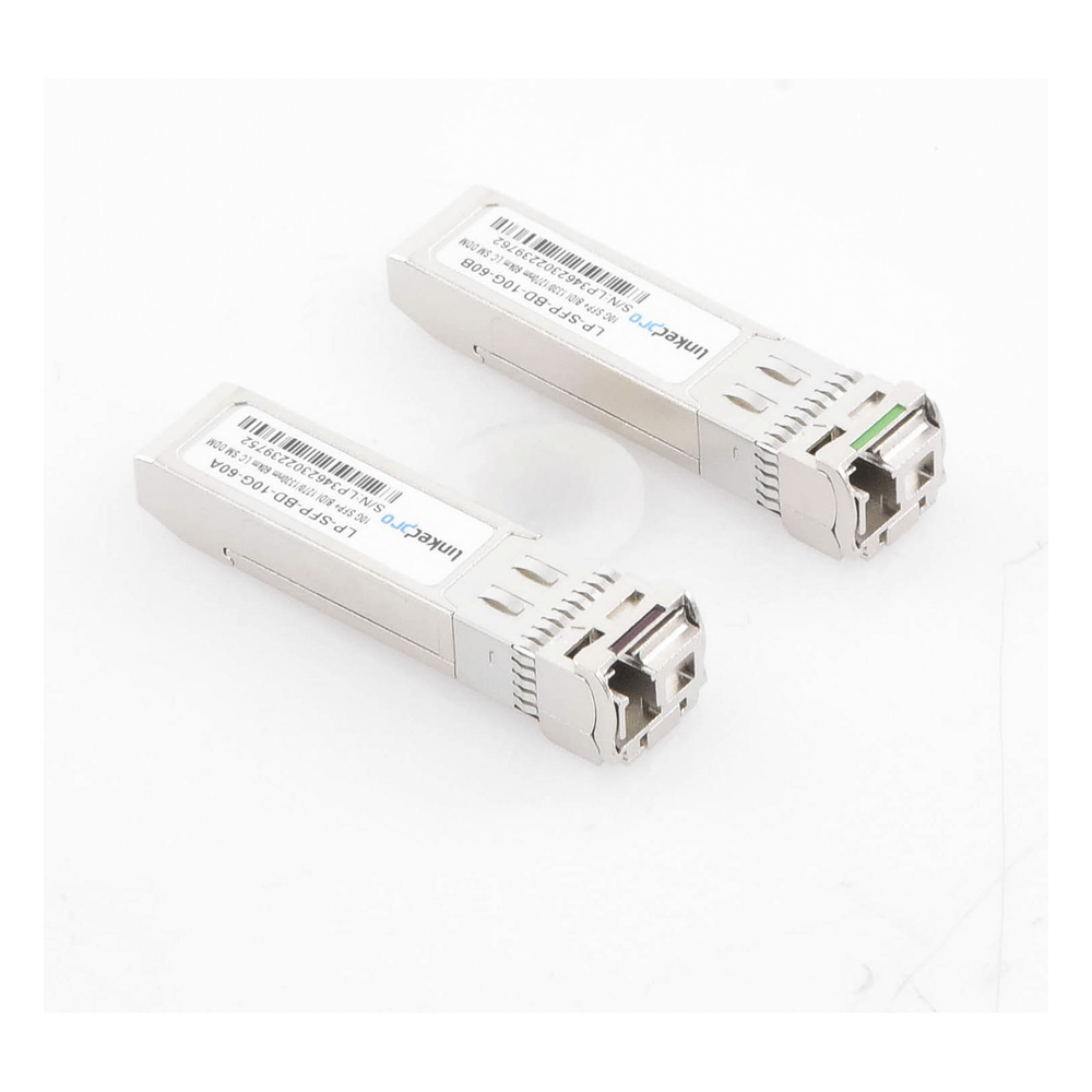 Transceptores Ópticos Bidireccionales SFP+ (Mini-Gbic) / Monomodo 1270 & 1330 nm / 10 Gbps / 10GBASE-BX / Conector LC/UPC Simplex / DDM / Hasta 60 km / 2 Piezas