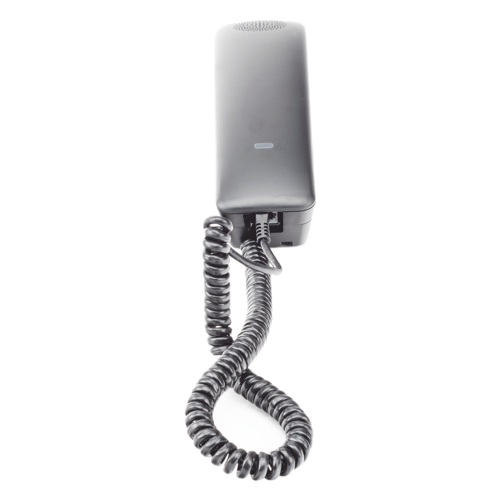 Teléfono IP profesional para Hotelería, montaje en pared,  teclado numérico estándar, conferencia de 3 vías, Opus y PoE.