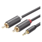 Cable Adaptador de 3.5mm Macho a 2 RCA Macho / 5 Metros (16.40 Pies) / Color Gris / Blindaje Múltiple / ABS / Alta Calidad