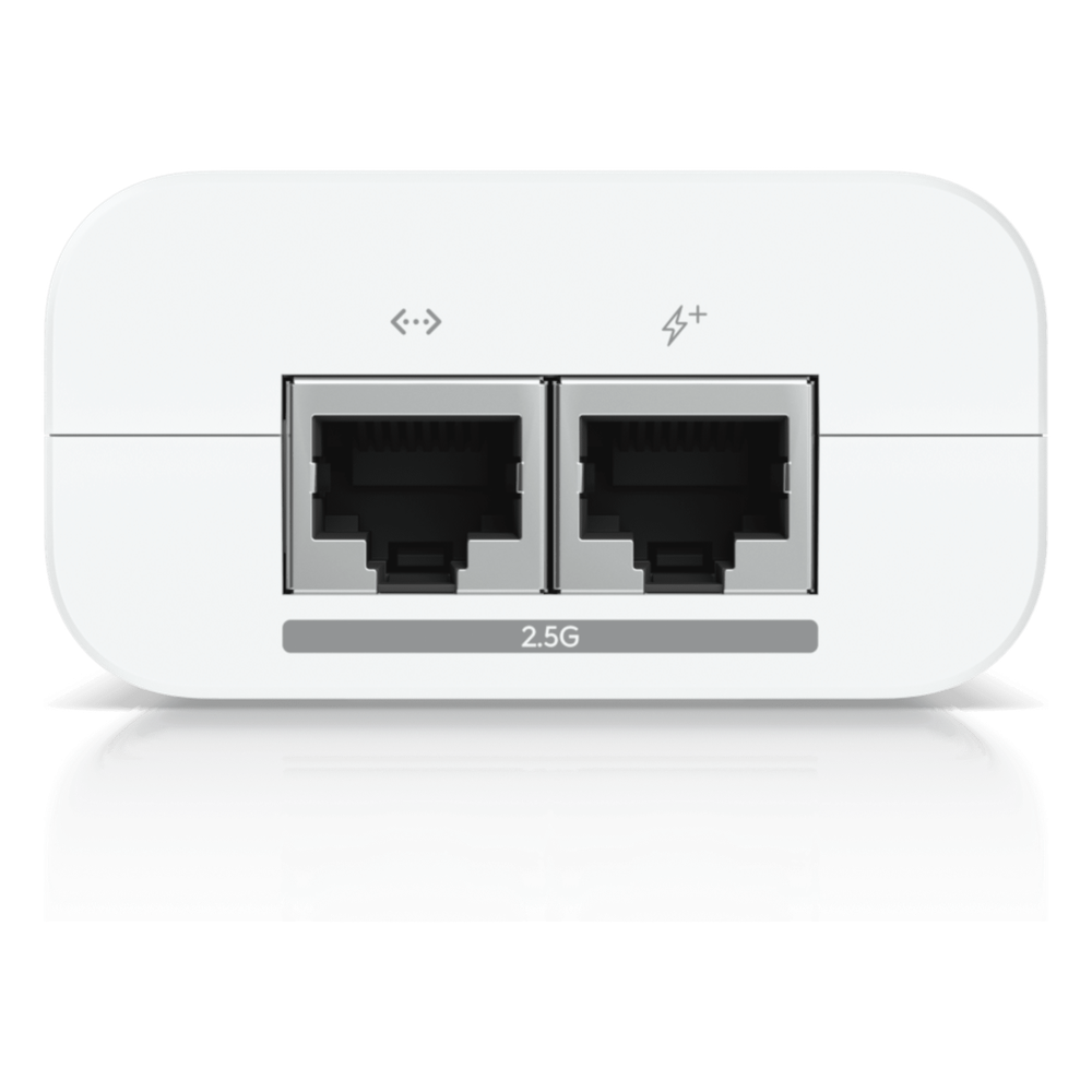 Adaptador PoE+ 2.5G / hasta 30 W / 48V 0.65A / (2) Puertos RJ45 MultiGigabit 2.5G / Salida PoE+ / LED Indicador / Ideal para APs UniFi WiFi 7 / / Protección contra Sobretensiones