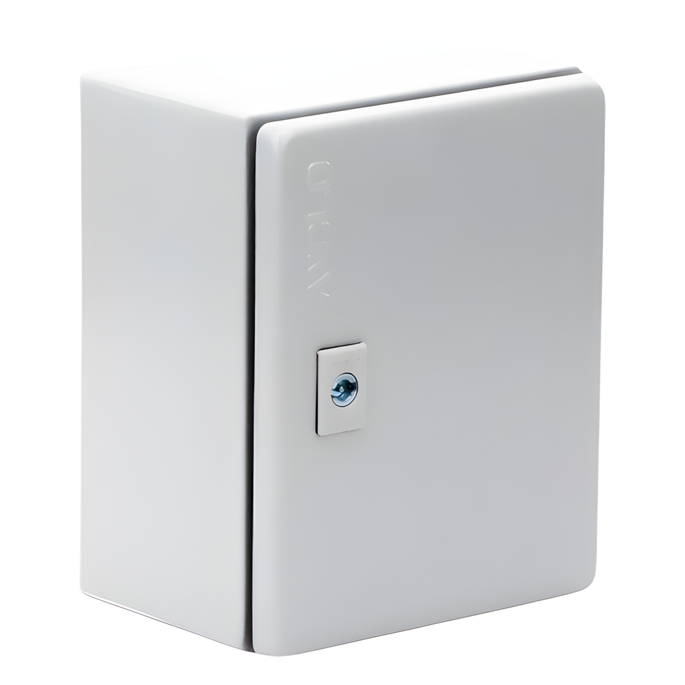 Gabinete de Acero / Nema 4 -IP 66 de 20 x 25 x 15 cm / Platina y certificado UL.