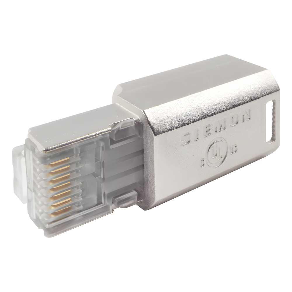 Plug RJ45 Cat6A Blindado, Terminación en Campo, Compatible con Todas las Categorías, con Clip Protector de Seguro