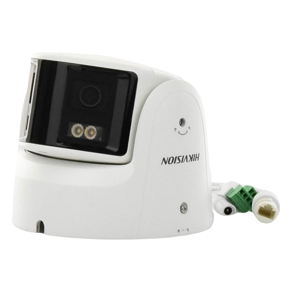 [FlexVu] [PROTECCIÓN ACTIVA] Turret IP Panorámica 4 Megapíxel / 2 Lentes 2.8 mm (180°) / Imagen a Color 24/7 (ColorVu) / PoE / WDR 130° / IP67 / ACUSENSE / Luz Estroboscópica y Alarma Audible / 30 mts Luz Blanca / Mic