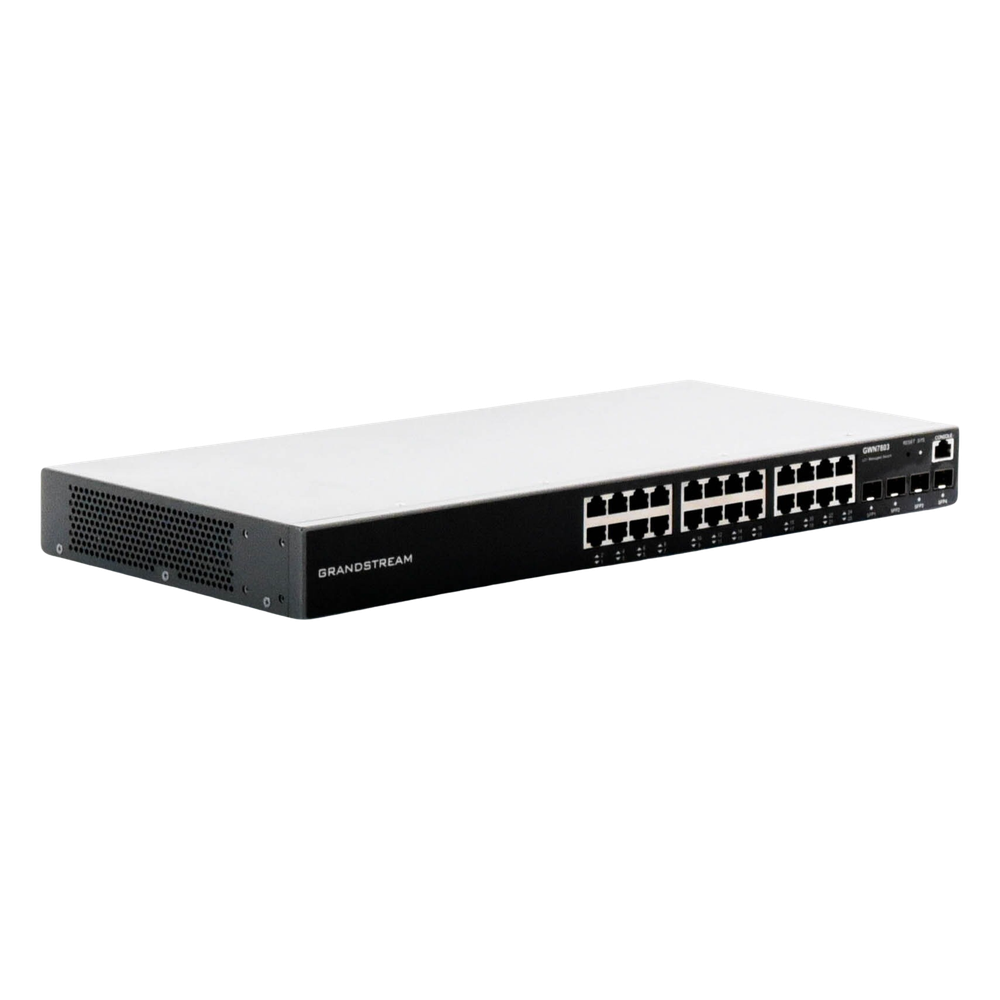 Switch Gigabit Administrable / 24 puertos 10/100/1000 Mbps + 4 Puertos SFP Uplink / Compatible con GWN Cloud.