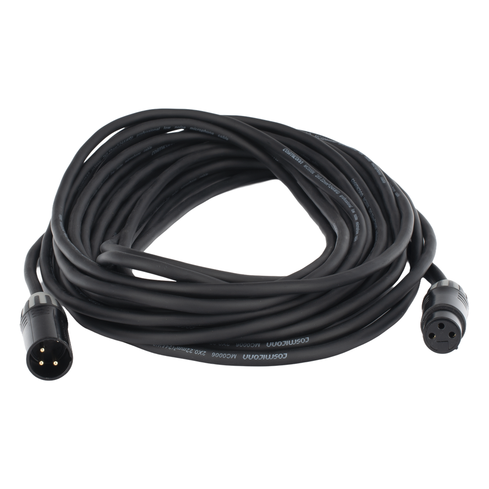 Cable XLR | 3 polos | Conector Hembra-Macho | Serie M | Carcasa Negra | Contactos Dorados | Ideal para Microfonía | Longitud 10m