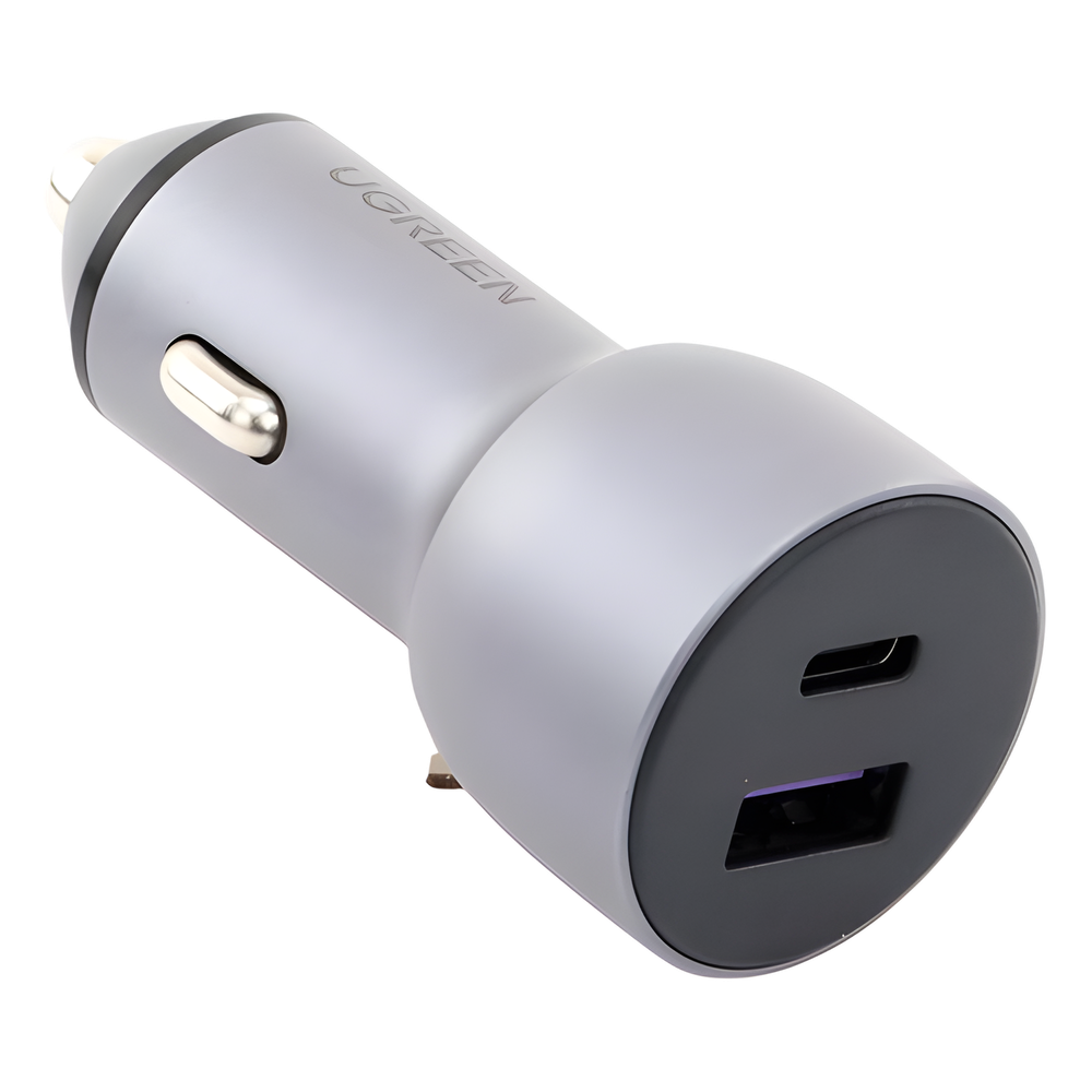 Cargador de Auto 52.5W | Puerto USB-A y USB-C | Carga Rápida | Compatible con Vehículos de 12 y 24 VCD | PD3.0 + QC3.0 | Chip Inteligente | Diseño Compacto Mayor Eficiencia Energética | Caja de Aluminio