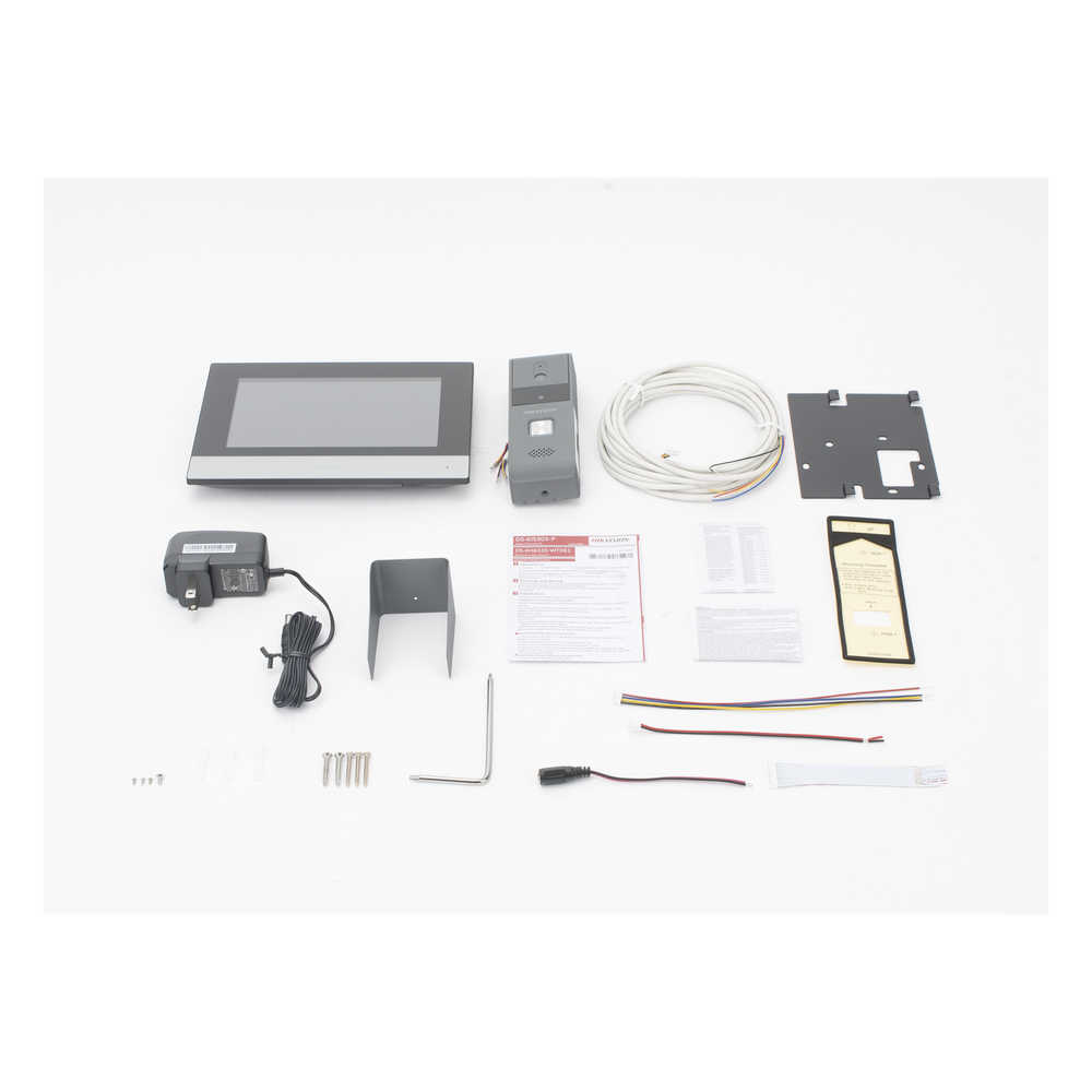 Kit de Videoportero Analógico de Metal / IP a 4 Hilos con Función de Llamada a App Hik-Connect / Monitor se Conecta a Internet por Cable o WiFi y por 4 Hilos al Frente de Calle  IP65 / Expandible a Mas Equipos