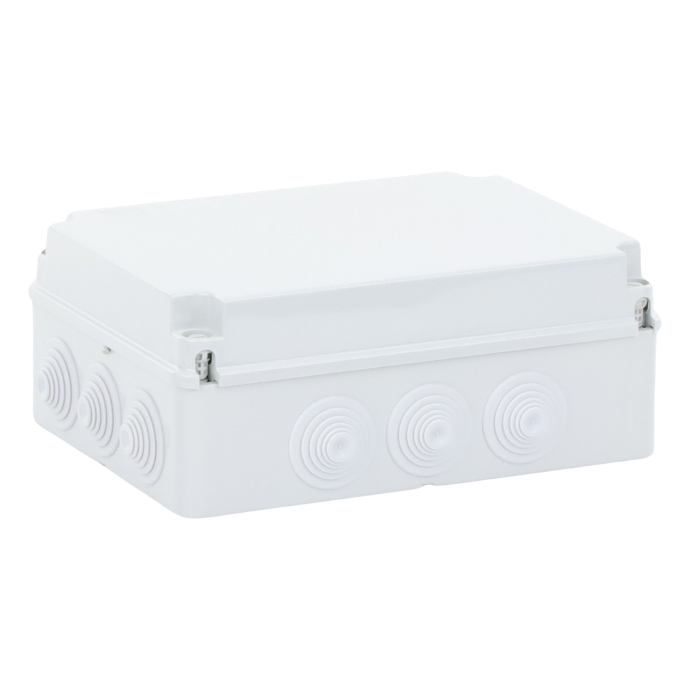 Caja Estanca de PVC Para Derivación y Conexión, 12 Entradas, Tapa Atornillada, 300x220x120 mm  (Área interna), Uso Exterior IP55, Material que no Propaga el Fuego y Libre de Hálogenos
